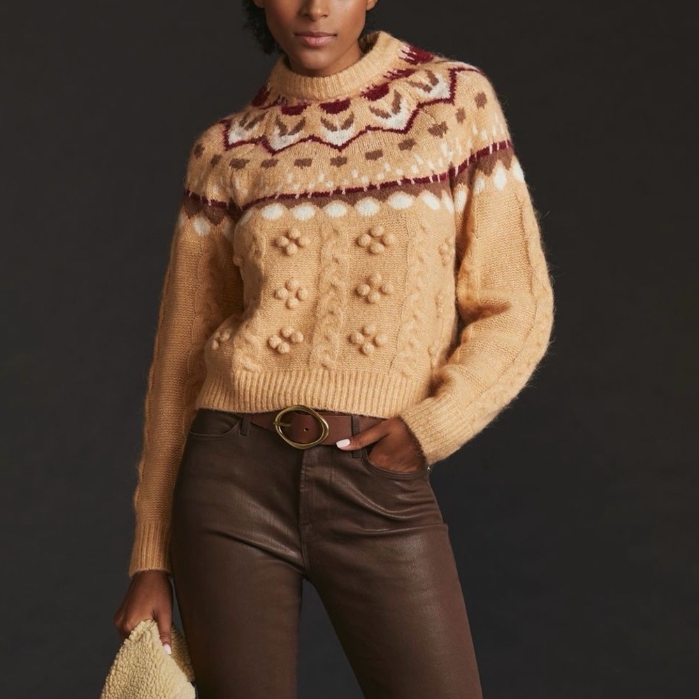 Scotch & Soda Tulip Fairisle Crewneck Sweater Beige Size Medium